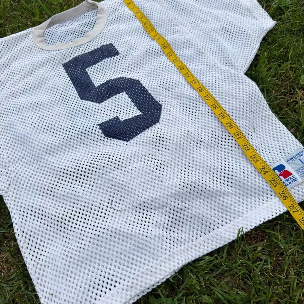 Essential Vintage Russell Athletic White Mesh Football Practice Jersey Sz Large